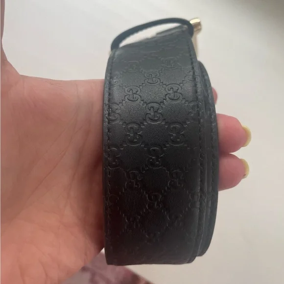 Rare Women’s Black Gucci Belt Vintage Gucci Leather Gold GG Buckle Never Used Rare L  main image 2